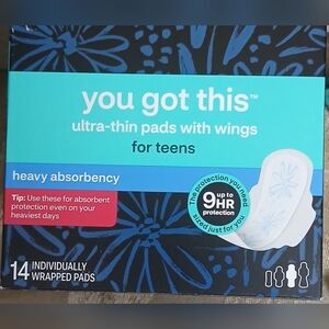 You Got This Ultra Thin Pads with Wings Heavy Absorbency NIB for Teens